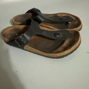 Birkenstock Sandals Womens 39 Black Gizeh Birko-Flor Slip On Thong Shoes L8.5